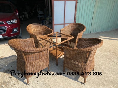 Bộ bàn ghế cafe mây nhựa giá rẻ 3