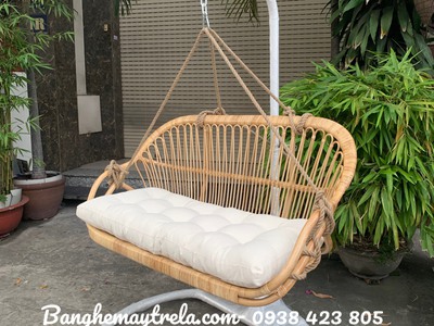 Xích đu đôi mây tre đan 4
