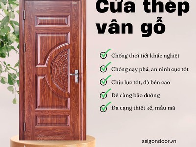 Cửa thép vân gỗ 1