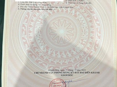 Bán lô đường tổ 4 diên lạc đường ô tô giá chỉ 820tr  tl 0