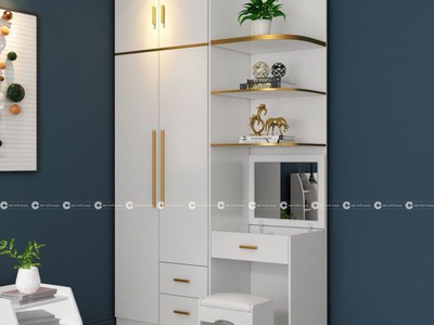 Tủ Quần Áo Gỗ Công Nghiệp MDF Kèm Bàn Trang Điểm 2
