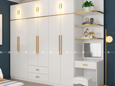 Tủ Quần Áo Gỗ Công Nghiệp MDF Kèm Bàn Trang Điểm 3