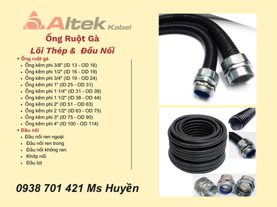 Ống Ruột Gà,  Lõi Thép Bọc Nhựa   Đầu Nối 0