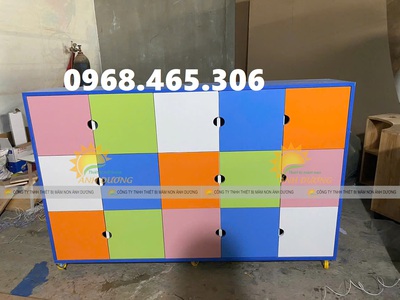 Tủ cặp dép mầm non, tủ cặp mầm non bằng gỗ 6