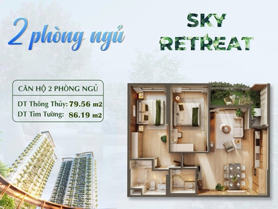 Căn hộ 2pn sky retreat eco retreat giá gốc cđt 3,9 tỷ  gồm vat kpbt , view biệt thự đảo 1