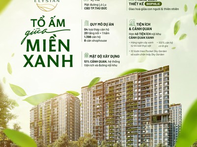Căn hộ elysian quận 9, rổ hàng đa dạng các căn từ 1,2,3pn giá tốt view đẹp, mua ngay trực tiếp cđt, 0