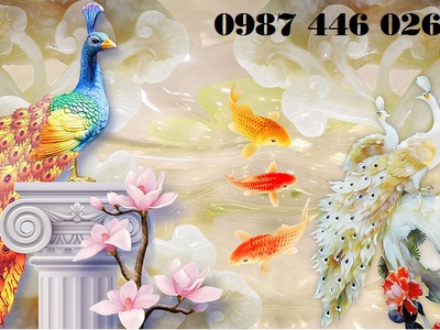 Tranh gạch men chim công HP97373 1