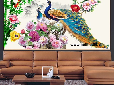 Tranh gạch men chim công HP97373 8