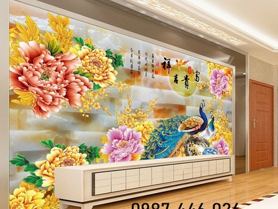 Tranh gạch men chim công HP97373 3