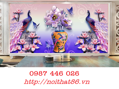 Tranh gạch men chim công HP97373 5