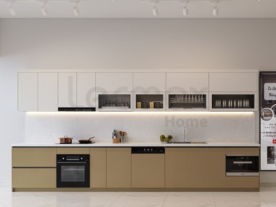 Tủ bếp inox 3 lớp cánh kính siêu trong 12