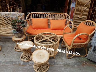 Bàn ghế sofa mây tự nhiên tay cuộn 0