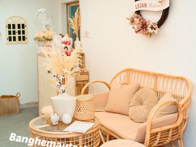 Bàn ghế sofa mây tự nhiên tay cuộn 1