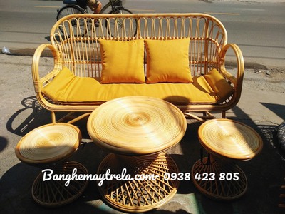 Bàn ghế sofa mây tự nhiên tay cuộn 4