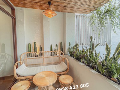 Bàn ghế sofa mây tự nhiên tay cuộn 6