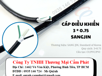 Cáp điều khiển 3x0.75 RVV Sangjin sẵn kho Sài Gòn 0