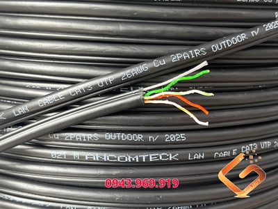 Dây cáp thoại ngoài trời Cat3 đồng dầu gia cường chịu lực - outdoor dài 500M/cuộn , hiệu Ancomteck 1