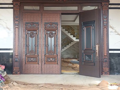 Cửa chính thép vân gỗ 0
