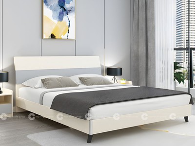 Giường Ngủ Gỗ Công Nghiệp Chân Thấp Màu Trắng Phối Xám 0
