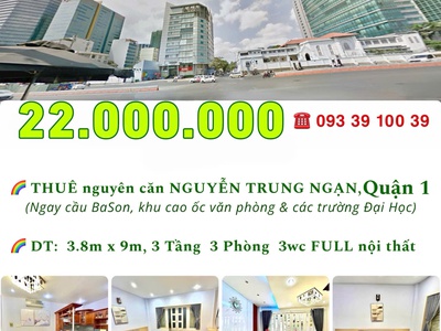 22 triệu: thuê nguyên căn quận 1 nguyễn trung ngạn cầu ba son- 3 tầng 3 phòng ngủ 3wc full nội thất 4