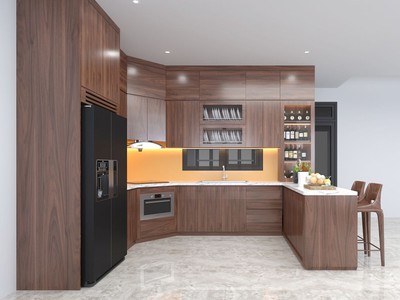 Tủ Bếp Gỗ Óc Chó Cao Cấp Sang Trọng 0