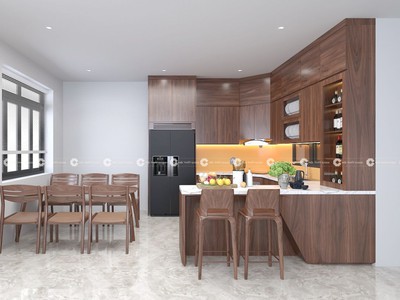 Tủ Bếp Gỗ Óc Chó Cao Cấp Sang Trọng 2