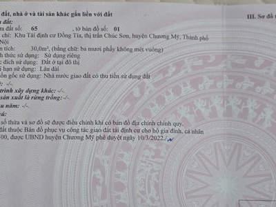 Bán lô đất 30m tại dịch vụ đồng tía-tt chúc sơn-chương mỹ-hà nội 1