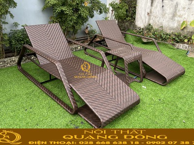 Ghế Nằm Hồ Bơi Giả Mây Cao Cấp - Mã QD-591   Nội Thất Quang Đông 2