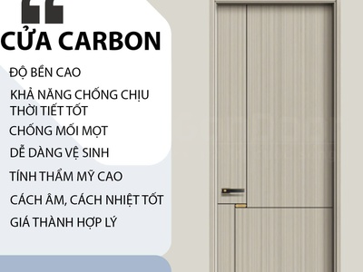 Cửa Gỗ Carbon   Sang Trọng, Siêu Bền, Chống Nước 0