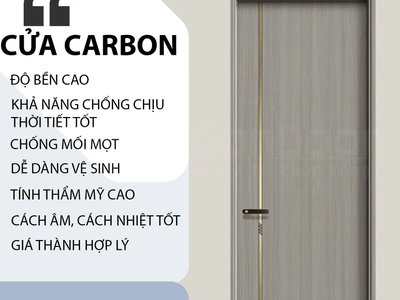 Cửa Gỗ Carbon   Sang Trọng, Siêu Bền, Chống Nước 1