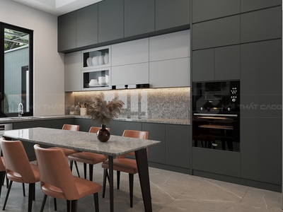 Tủ Bếp Gỗ Công Nghiệp MDF Lõi Xanh Chữ L Bền Đẹp 1