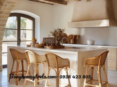 Ghế quầy bar cao mây tự nhiên 0