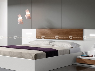 Giường Ngủ MDF Melamine Màu Trắng Đẹp Hiện Đại 0