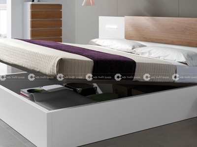 Giường Ngủ MDF Melamine Màu Trắng Đẹp Hiện Đại 1