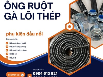 Ống ruột gà lõi thép   phụ kiện đầu nối ống ruột gà và máng điện phi 1/2 inch 1