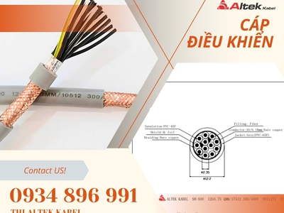 Cáp điều khiển, cáp tín hiệu 12 0.75mm2 có lưới chống nhiễu Altek Kabel 2