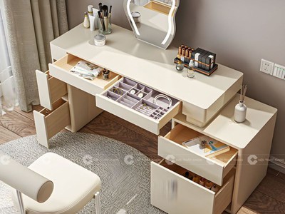 Bàn Trang Điểm Gỗ Công Nghiệp MDF Màu Trắng 2