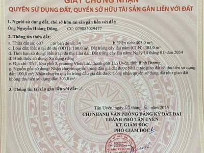 Bán đất chính chủ, sổ sẵn   Tân Uyên, Bình Dương 0