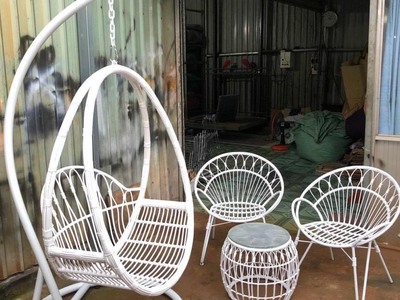 Bàn ghế mây nhựa trang trí ngoại thất 5