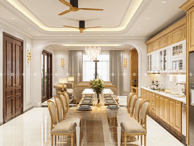 Tủ Bếp Gỗ Sồi Tự Nhiên Tông Nâu Trầm Sang Trọng 0