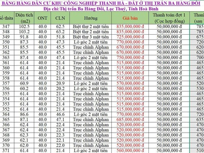 Bán đất nền khu công nghiệp Thanh Hà 6
