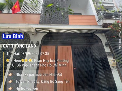 Bán nhà 4 tầng -- hẻm 6m phan huy ích, p.14,  gò vấp -- sát kênh tham lương -- chỉ 7.6 tỷ 0