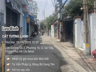 Bán nhà 4.2x28m, 2 tầng    mặt tiền đường số 2, phường 16, gò vấp   chỉ 8.9 tỷ 1