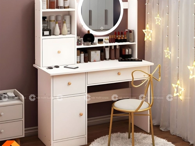 Bàn Trang Điểm Gỗ Công Nghiệp MDF Màu Trắng Hiện Đại 0