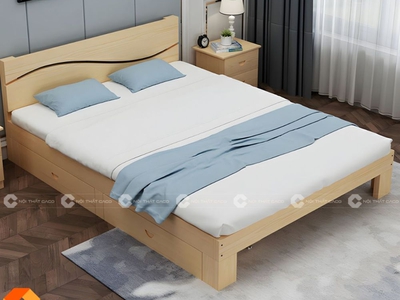 Giường Ngủ Gỗ Tự Nhiên Tích Hợp Hộc Kéo Lưu Trữ Thông Minh 0