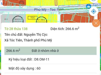 Chủ cần bán lô đất mt kinh doanh mt phú mỹ tóc tiên 2