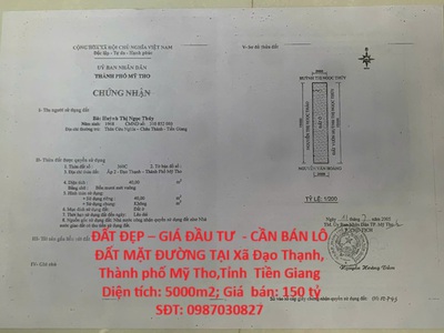 Đất đẹp   giá đầu tư  - cần bán lô đất mặt đường tại xã đạo thạnh, thành phố mỹ tho,tỉnh  tiền giang 0