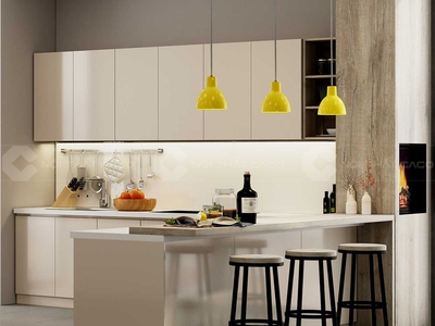 Tủ Bếp Gỗ Công Nghiệp MDF Màu Trắng Hiện Đại 0