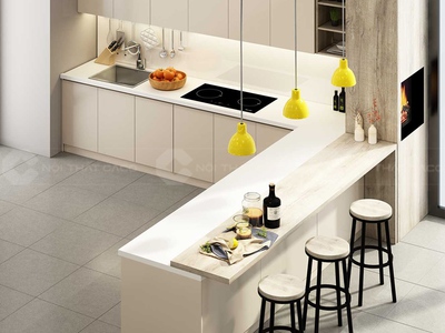 Tủ Bếp Gỗ Công Nghiệp MDF Màu Trắng Hiện Đại 1