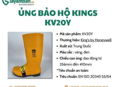 King s KV20Y   Ủng bảo hộ chuẩn S5: chống đinh, chống trượt, chống thấm 0